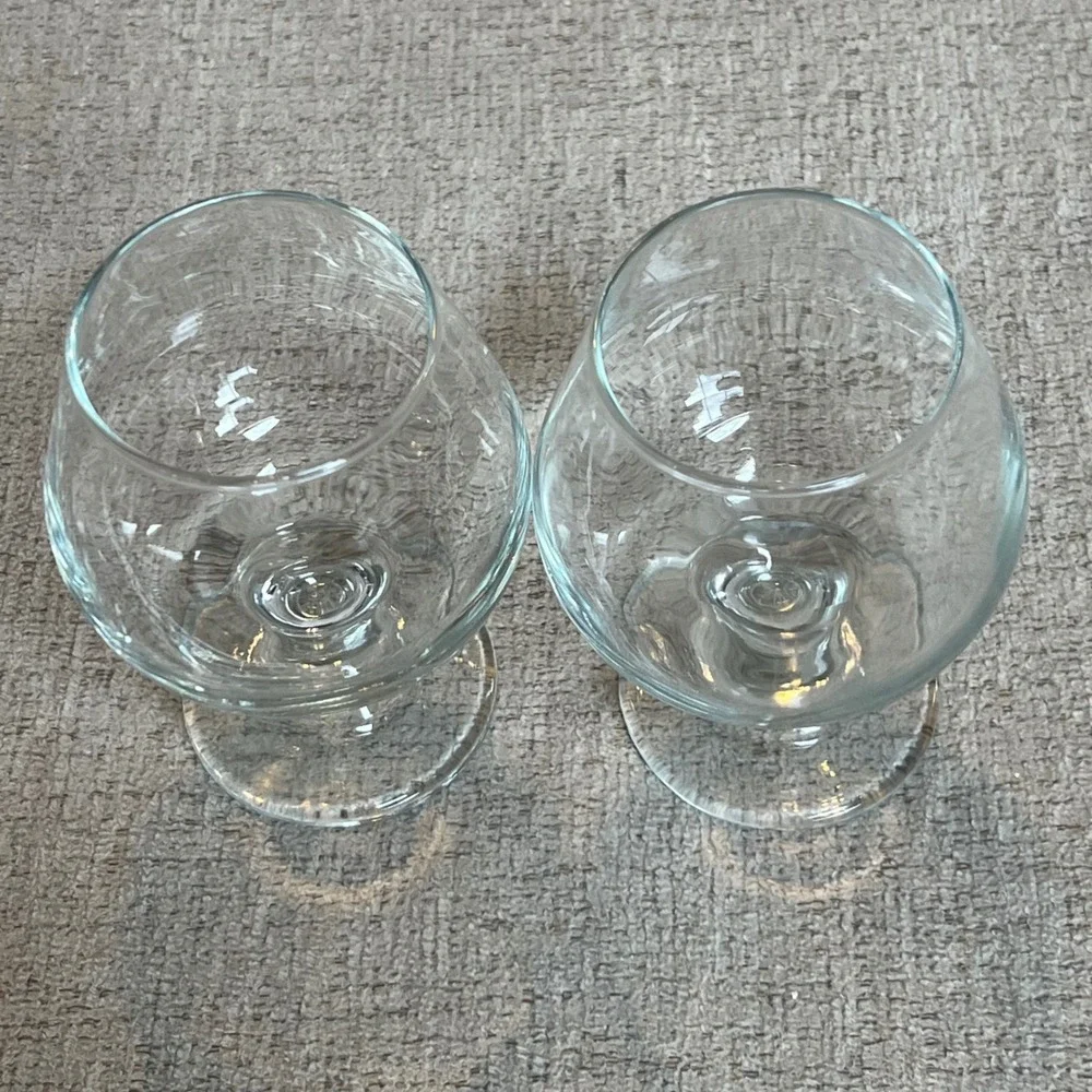 Set‎ of 2 Clear Glass Brandy Snifters Short Stem Cognac Spirits Glasses 12oz